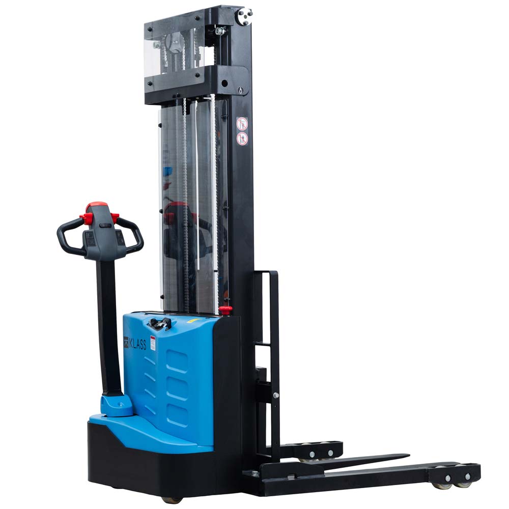 ES12-25DM, Carrello elevatore elettrico condotto da terra con gambe e forche regolabili, 1.200 kg, altezza di sollevamento 2.500 mm